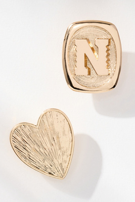 By Anthropologie Monogram And Heart Brooch, Set Of 2