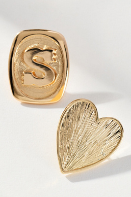 By Anthropologie Monogram And Heart Brooch, Set Of 2