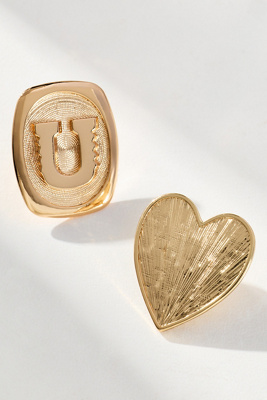 By Anthropologie Monogram And Heart Brooch, Set Of 2