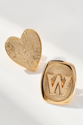 By Anthropologie Monogram And Heart Brooch, Set Of 2
