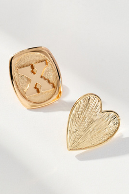 By Anthropologie Monogram And Heart Brooch, Set Of 2