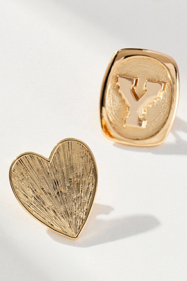 By Anthropologie Monogram And Heart Brooch, Set Of 2