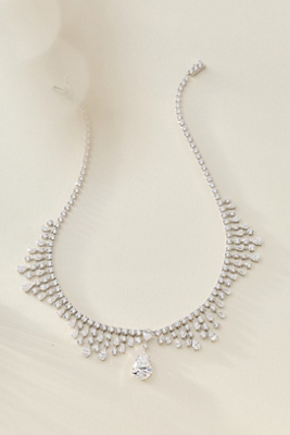 Nadri Hollywood Crystal Statement Necklace In Silver
