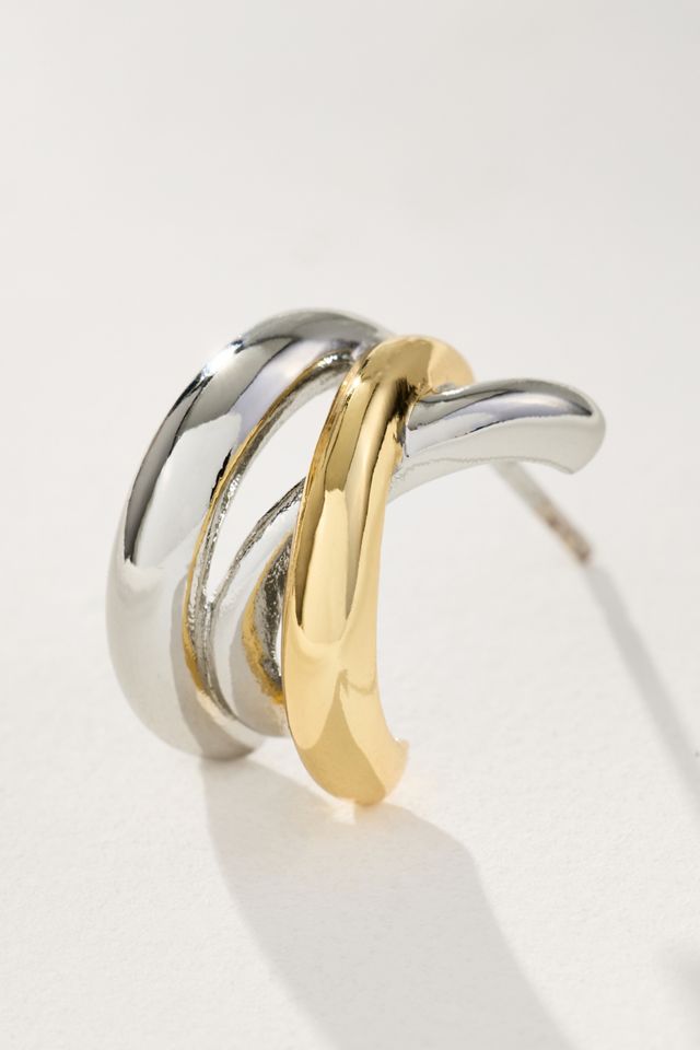 Mixed Metal Crisscross Earrings #1
