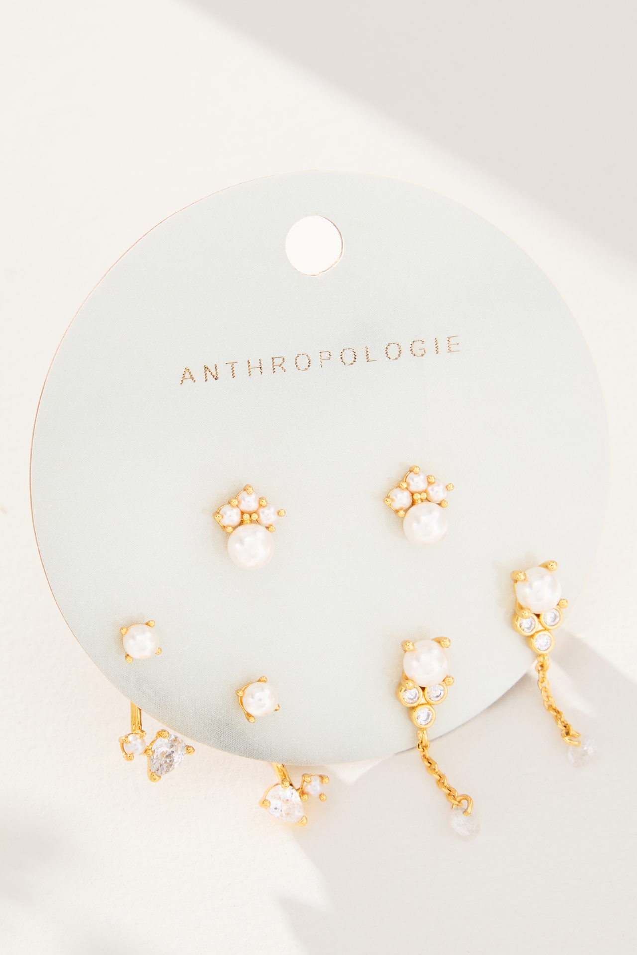 Crystal Pearl Earrings, Set of 3