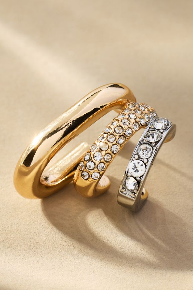 Crystal Layered Huggie Hoop Earrings #1