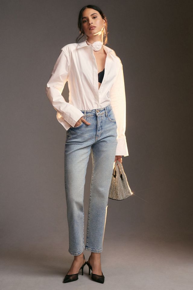 Pilcro Vintage High-Rise Gem Straight-Leg Jeans #4