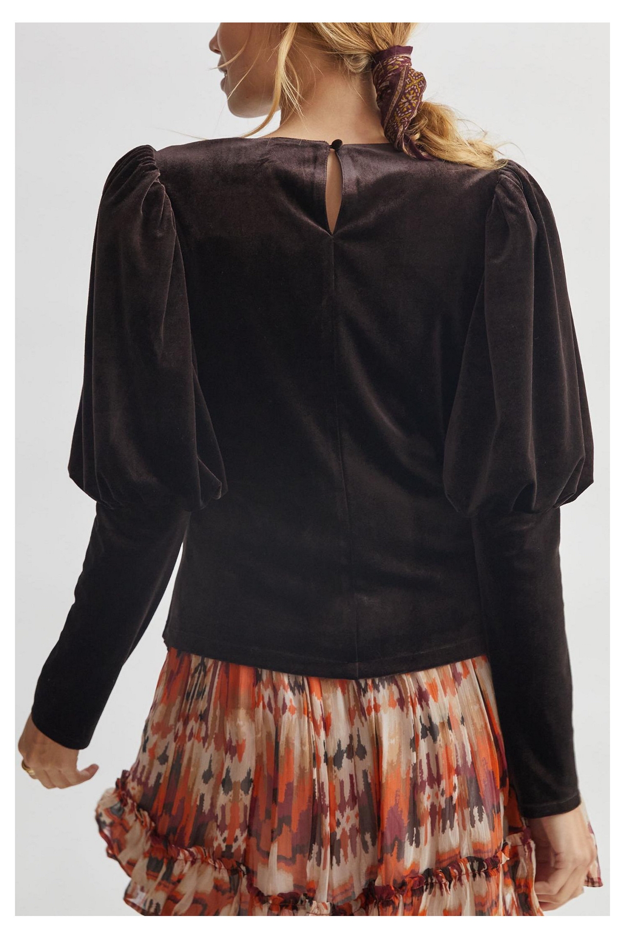Sunday Brooklyn Puff-Sleeved Velvet Top