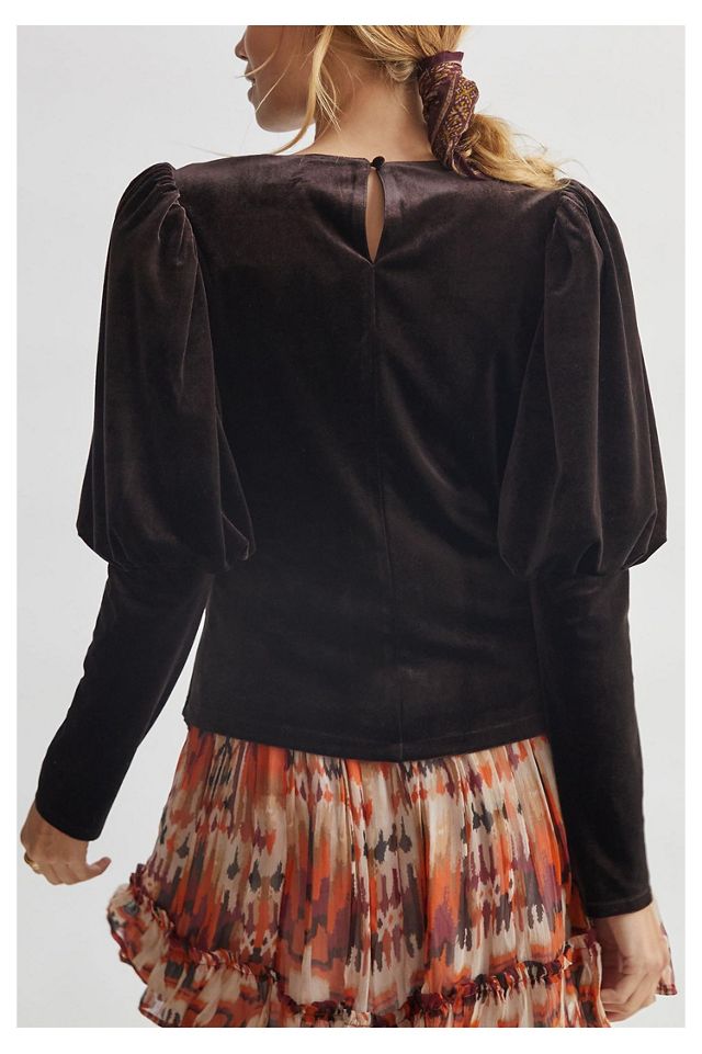 Sunday in Brooklyn Puff-Sleeved Velvet Top #2