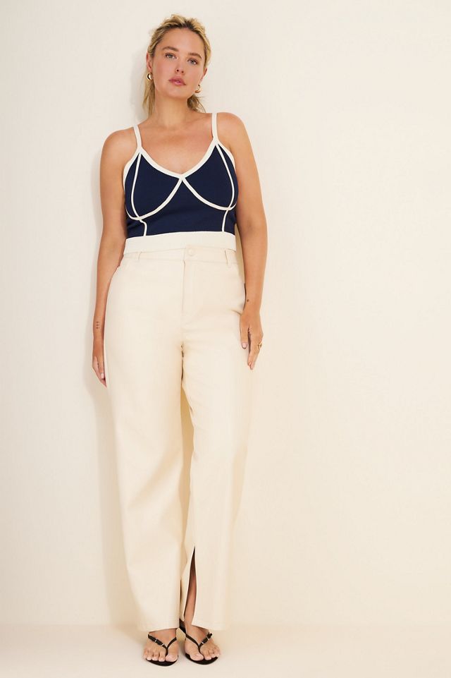 Eloquii Vegan Leather Slit Hem Pants #1