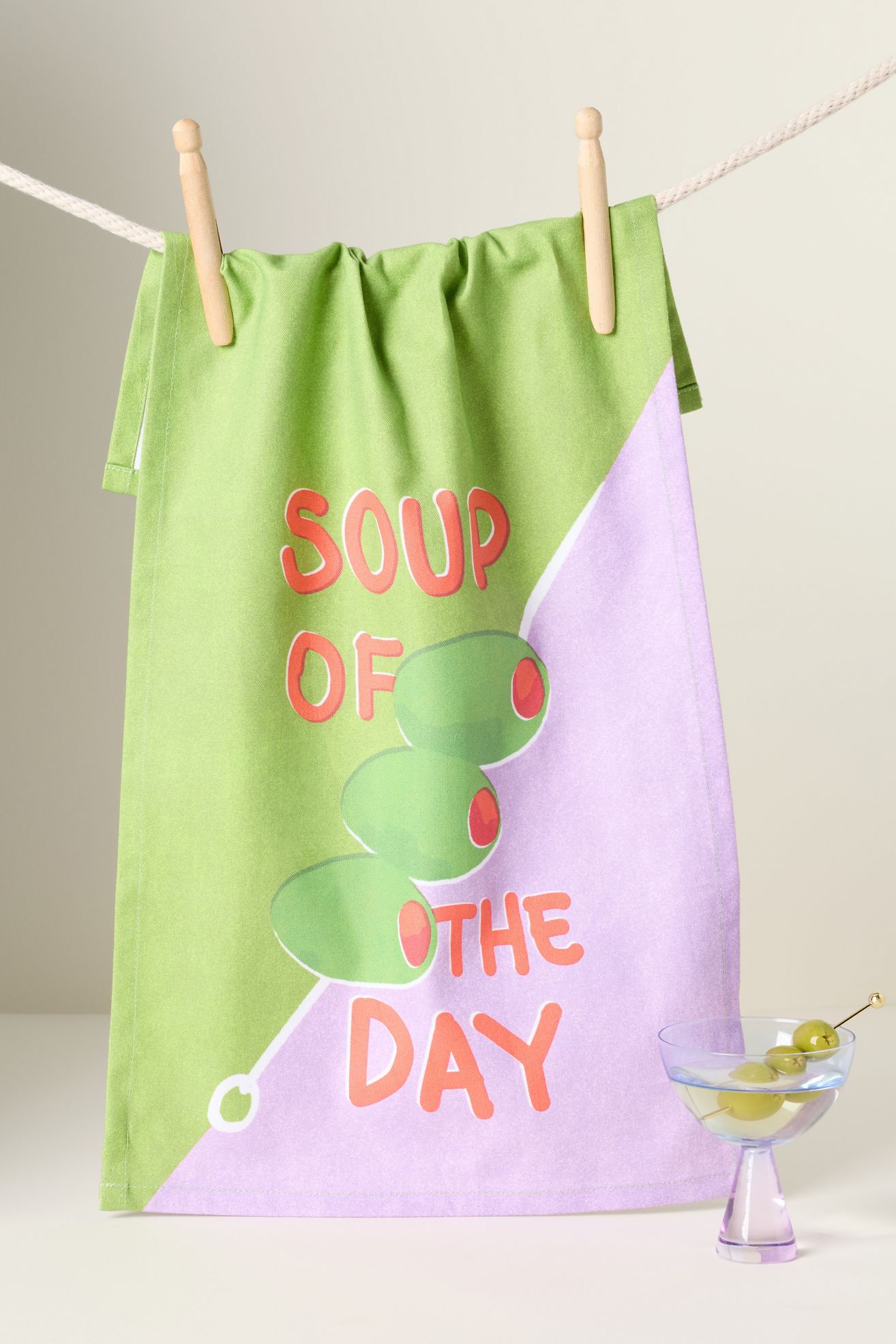 Soup of the Day Bar Towel - Green, Standard, One Size