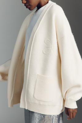 Maeve Logo Cardigan Sweater In Black