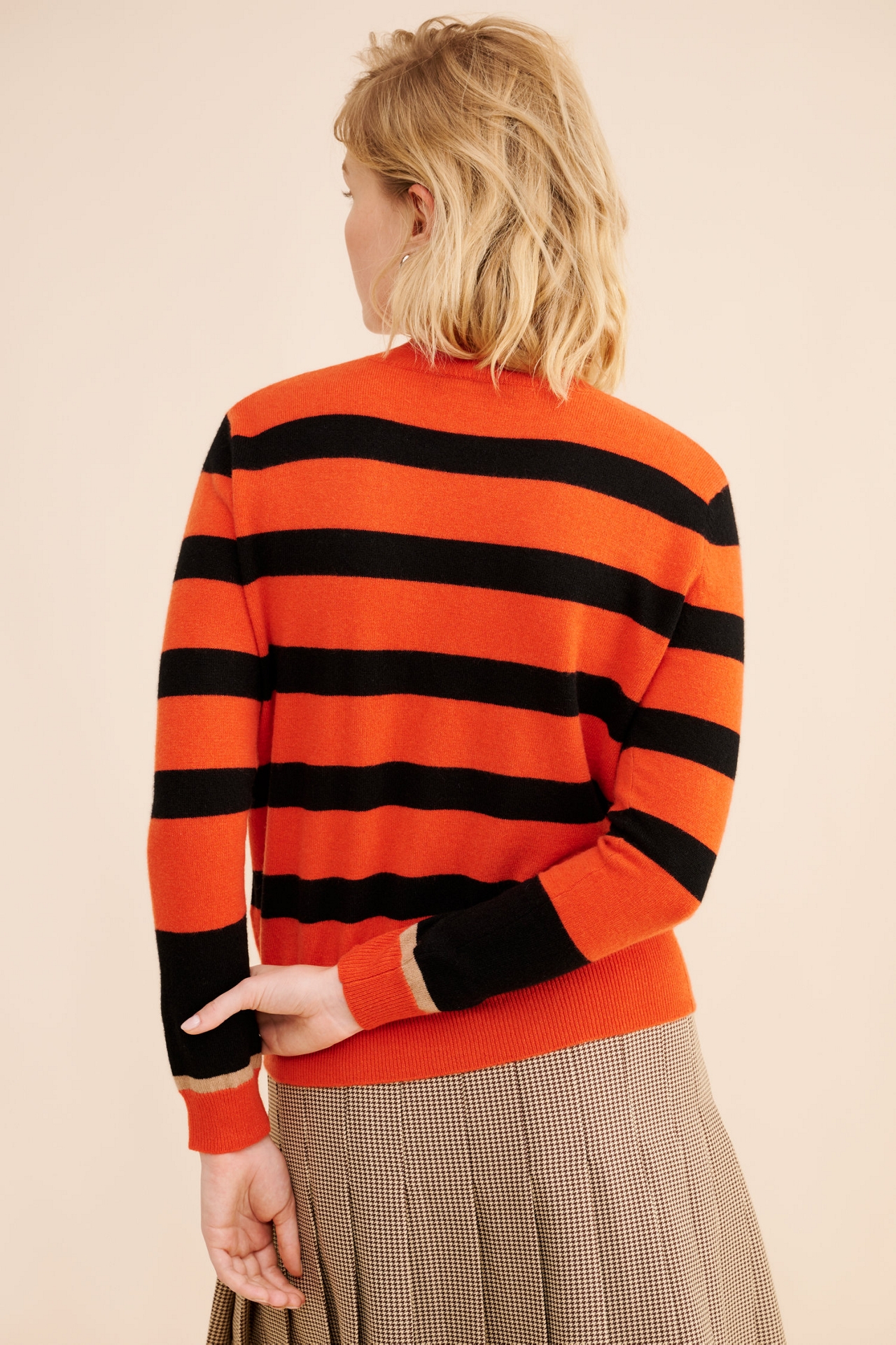 Pure Cashmere Stripe Mockneck Sweater