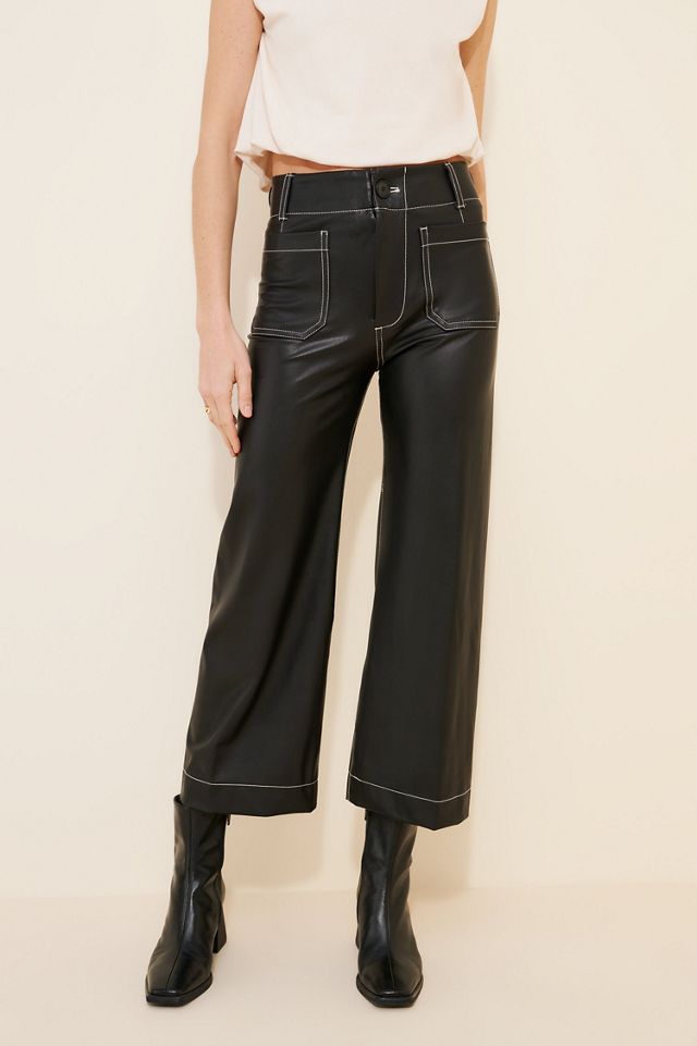 Maeve The Colette Cropped Wide-Leg Pants: Vegan-Leather Top-Stich Edition #2