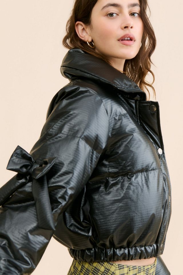 Flat White Bow Puffer Jacket #2