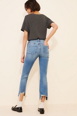 7 For All Mankind High-Waist Slim Kick Raw Hem Jeans