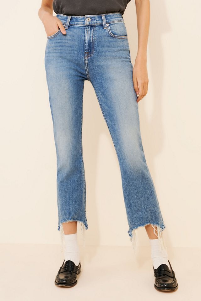 7 For All Mankind High-Waist Slim Kick Raw Hem Jeans #1