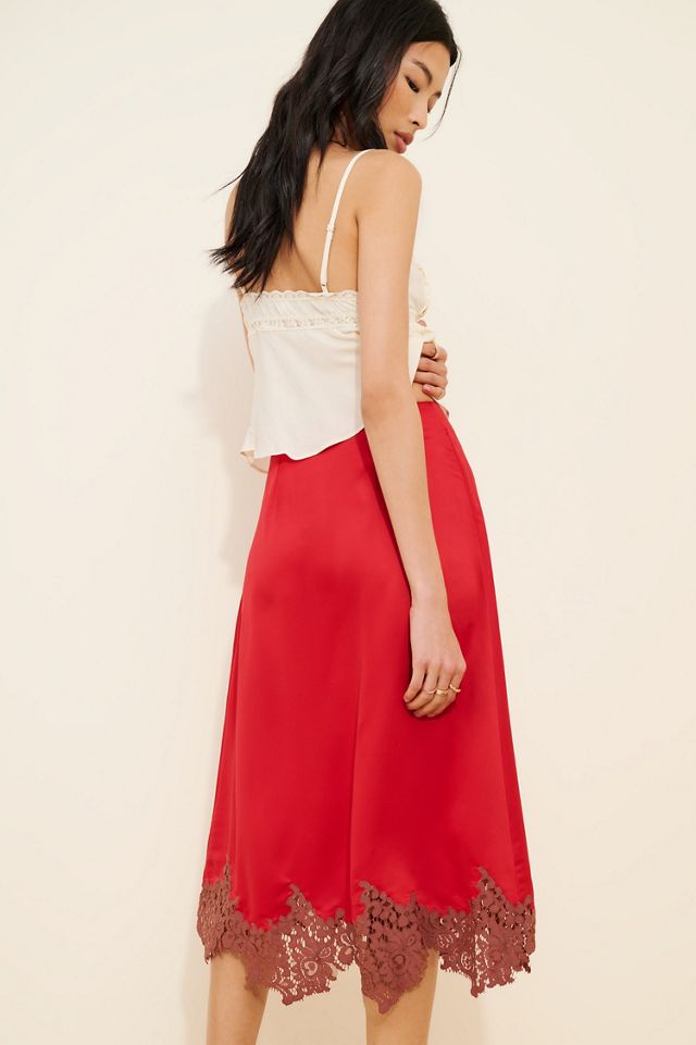 Bl-nk Lania Lace Trim Slip Midi Skirt #2