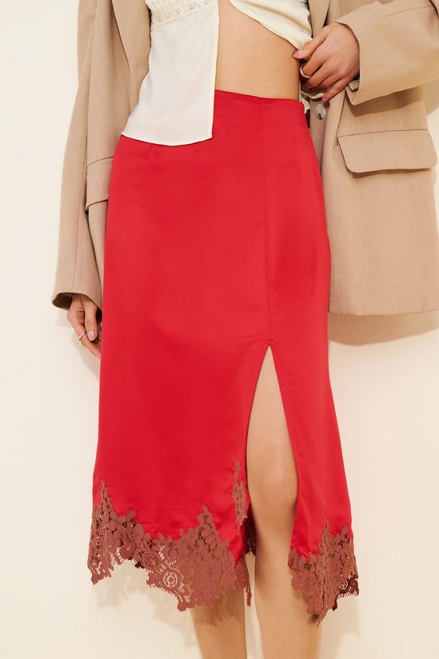 Bl-nk Lania Lace Trim Slip Midi Skirt #1