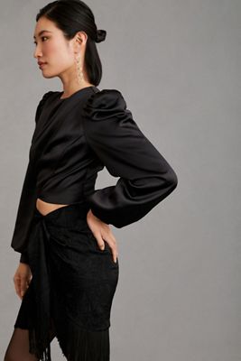 Mare Mare Satin Puff-Sleeve Top