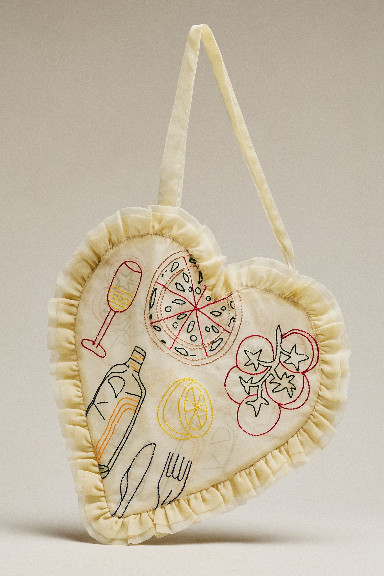 Mesh Floral Ruffle Tote Bag