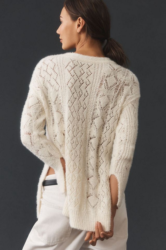 Pilcro Distressed Stitch Longline Side Slit Sweater #1