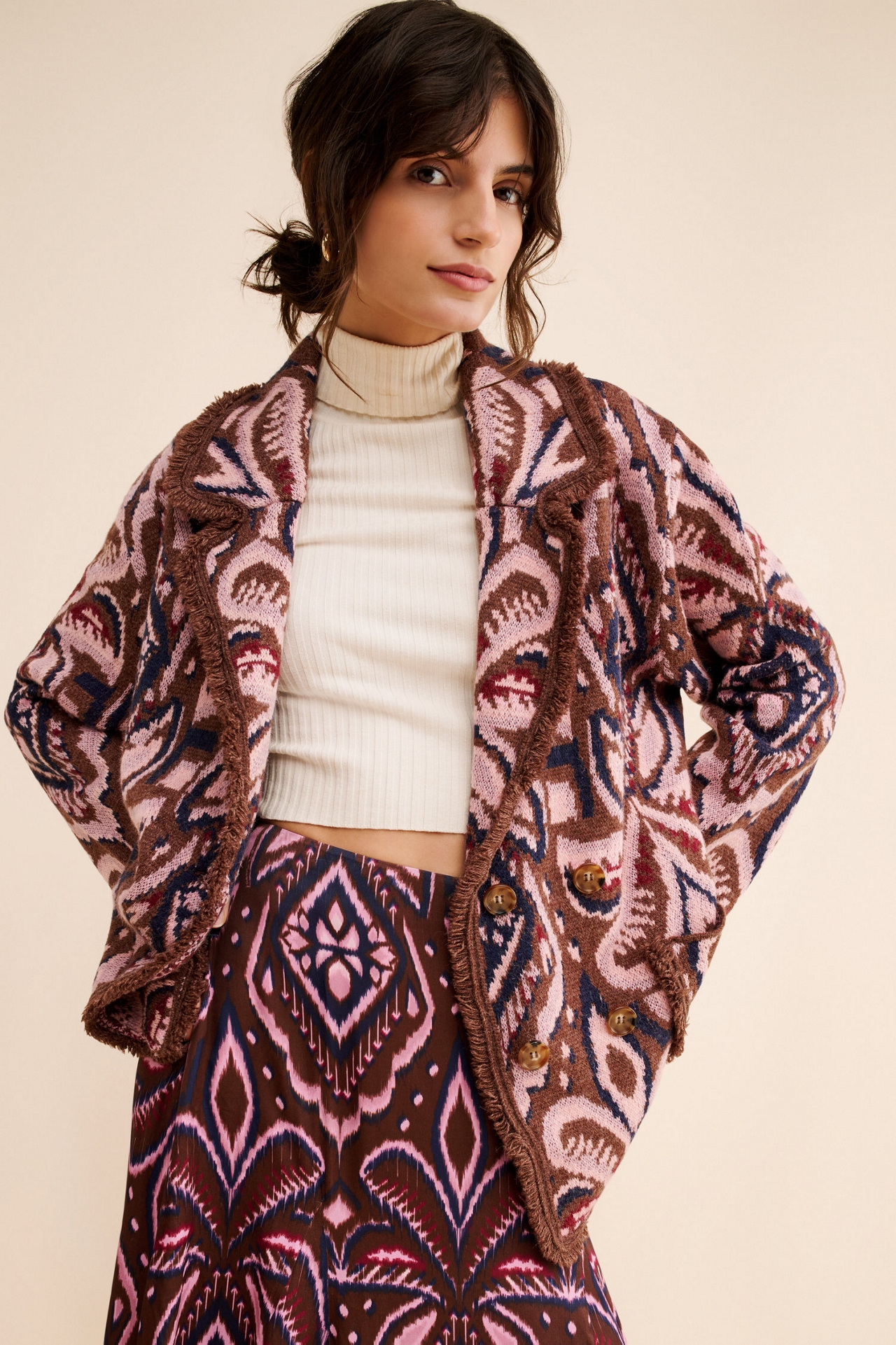 Nuuly x Farm Rio Pineapple Ikat Knit Blazer