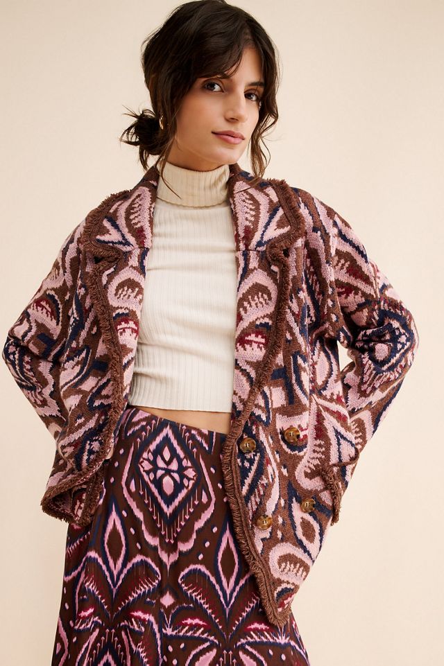 Nuuly x Farm Rio Pineapple Ikat Knit Blazer #3