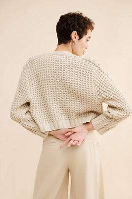 つ【the toe】Ludwig Cardigan S Dot and Lu Braided Sleeve Boxy Cardigan | Anthropologie