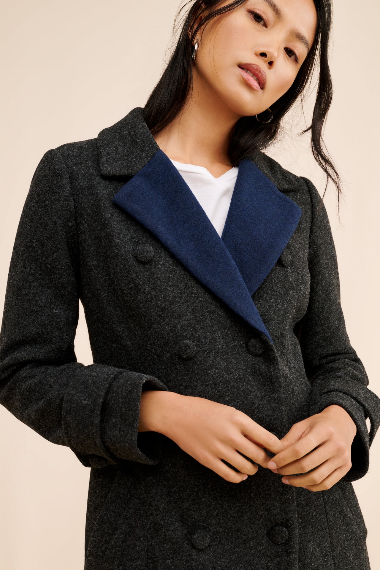 Hutch Two-Tone Double Breasted Coat