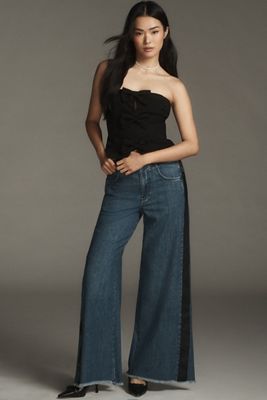 Pilcro The Adi Mid-Rise Frayed Relaxed Flare Jeans: Tuxedo Edition