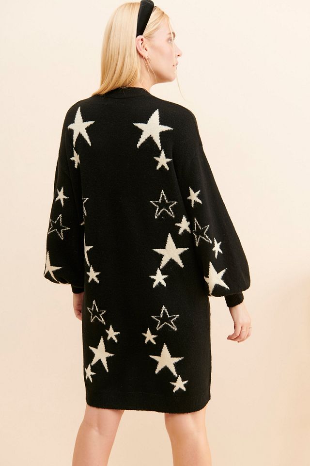 Flat White Stars Longline Cardigan #1