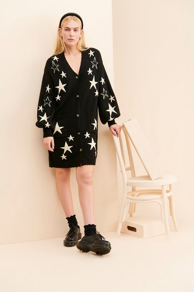 Flat White Stars Longline Cardigan #3
