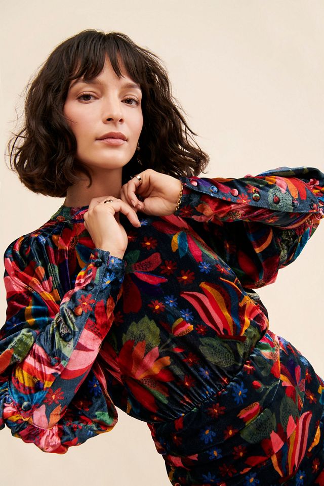 FARM Rio Banana Sky Velvet Dress #1
