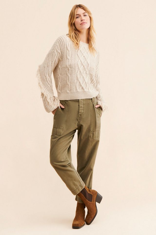 Moon River Cable Weave Fringe Pullover #3