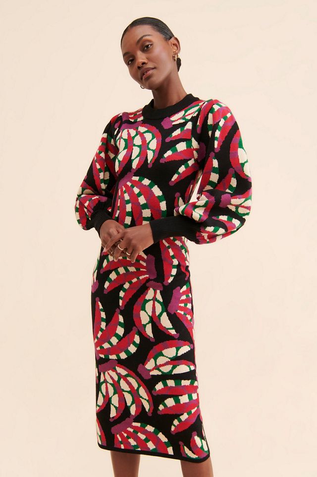 FARM Rio Banana Dots Knit Sweater Dress #1