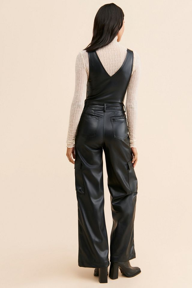 Avec Les Filles Vegan Leather Cargo Overalls #4