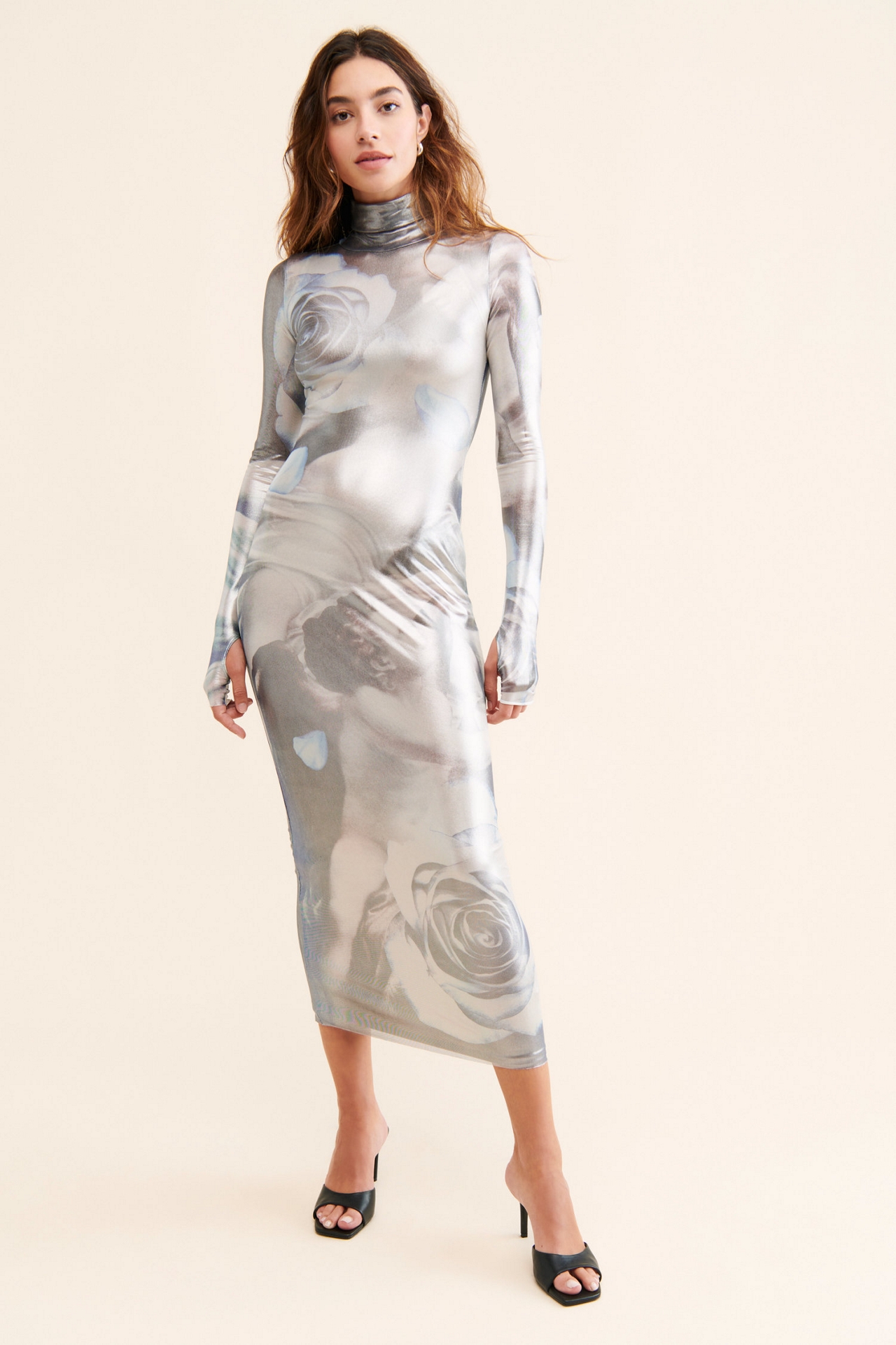 AFRM Shailene Foil Power Mesh Dress