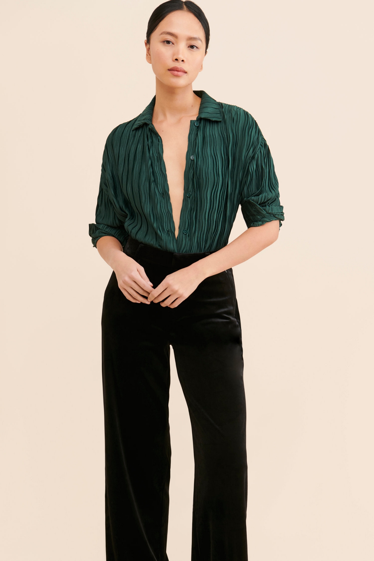Good American Velvet Wide Leg Trousers