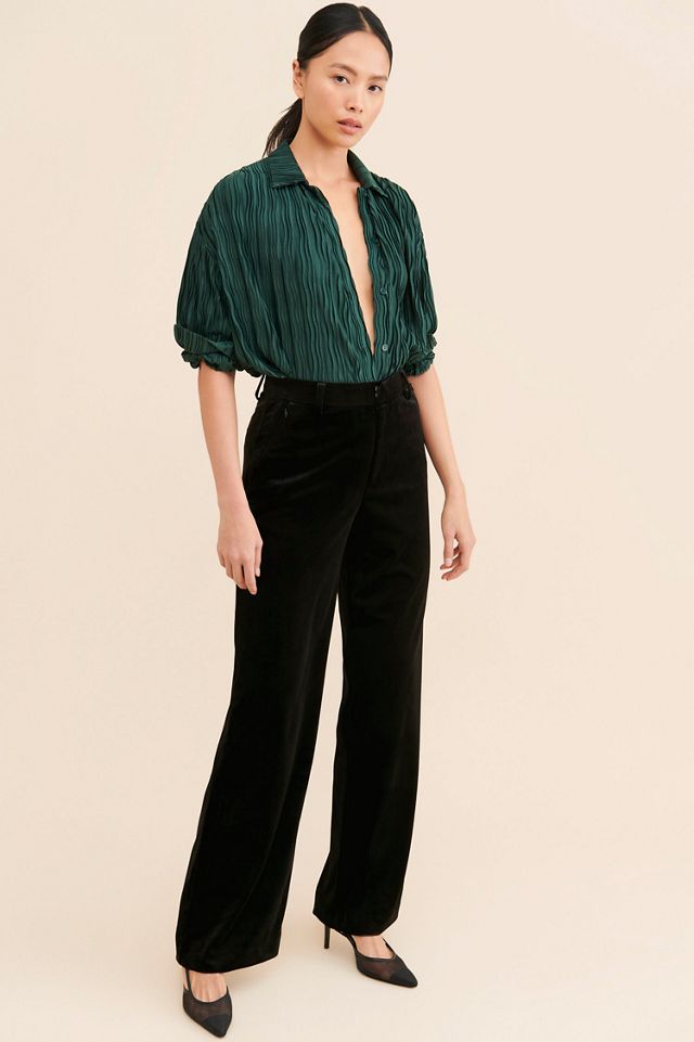 Good American Velvet Wide Leg Trousers #4