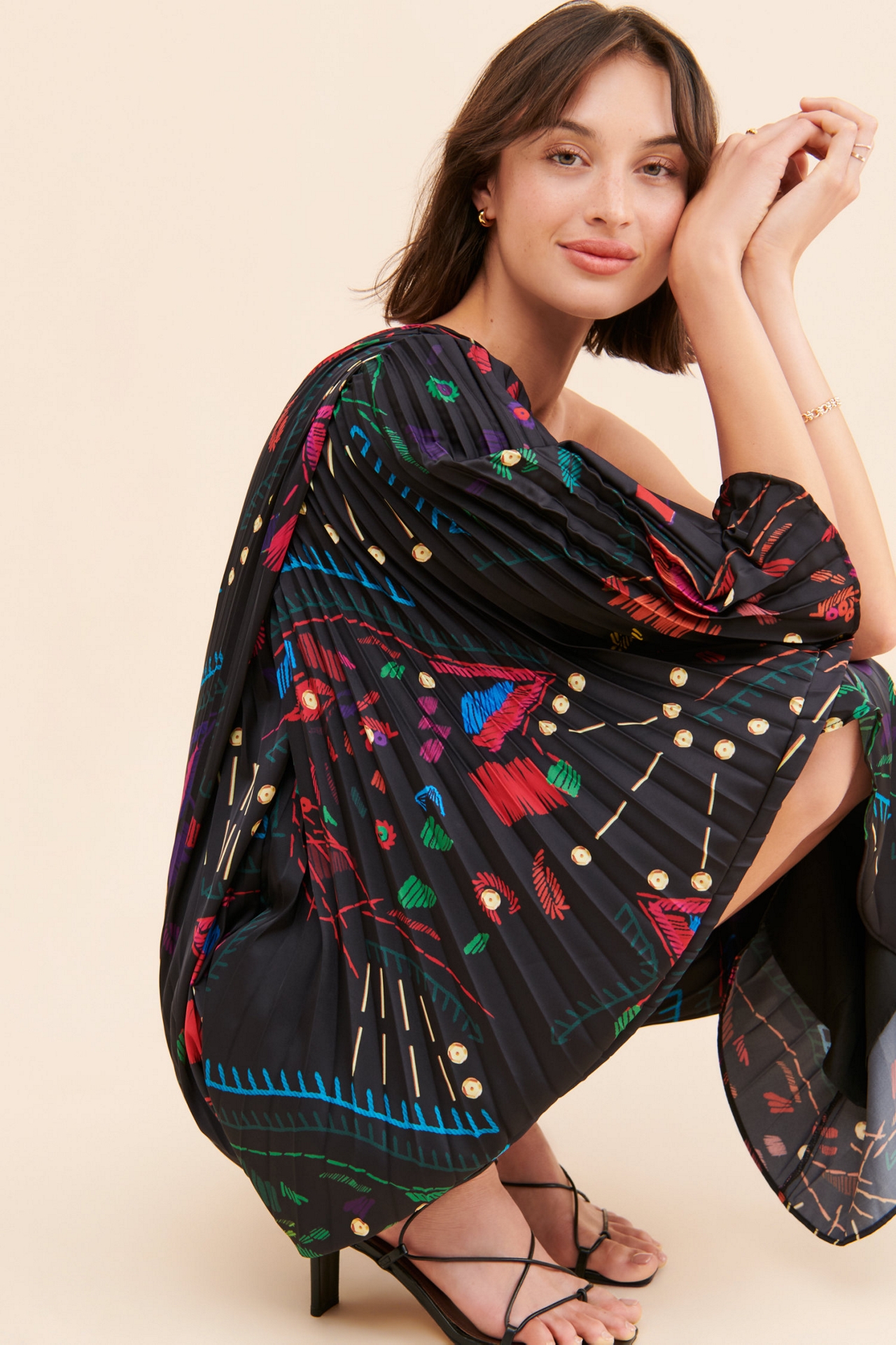 Hutch Printed One-Shoulder Gown