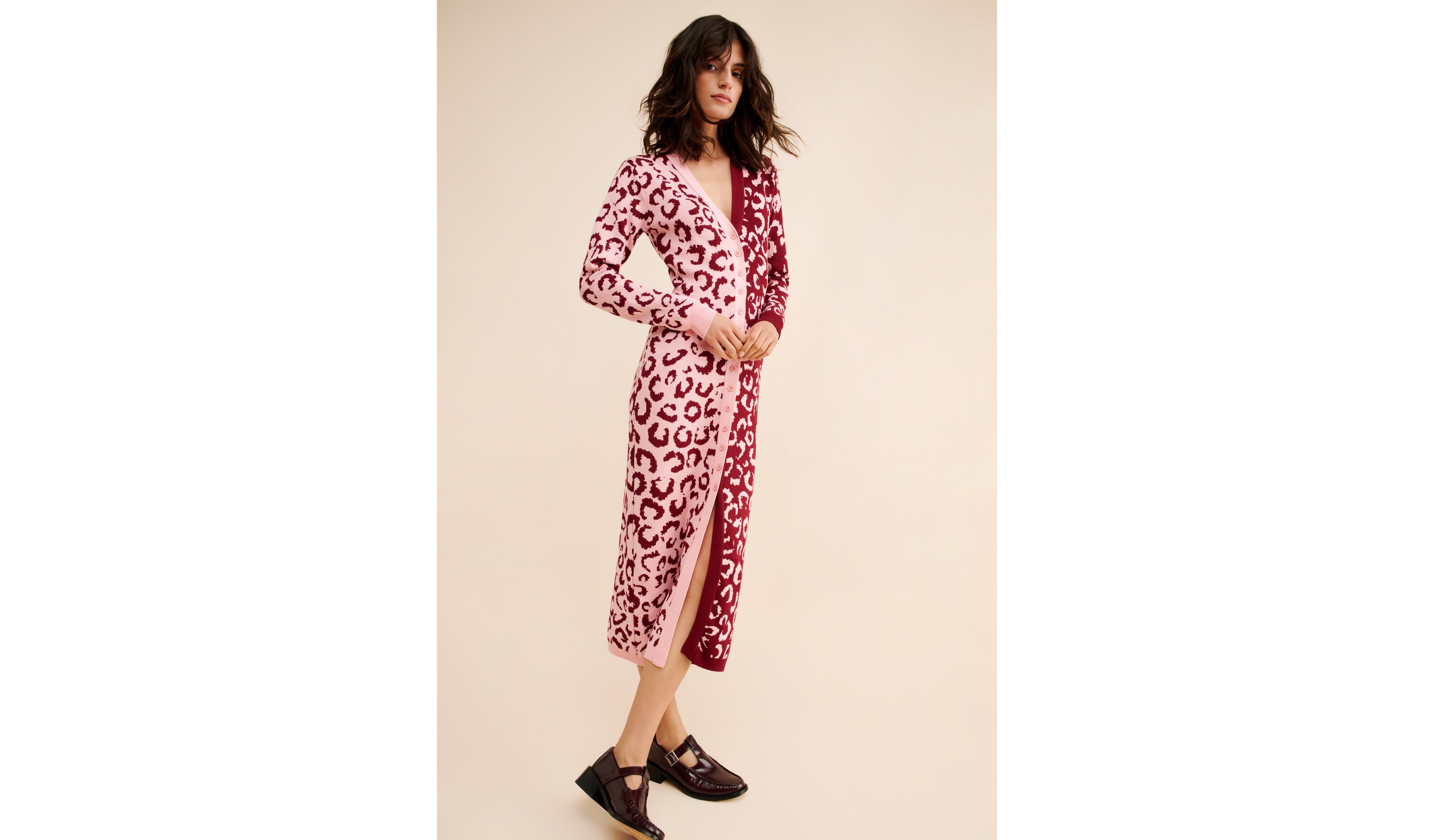 Nuuly x Farm Rio Mixed Leopard Knit Midi Dress