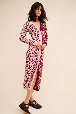 FARM Rio Mixed Leopard Knit Midi Dress