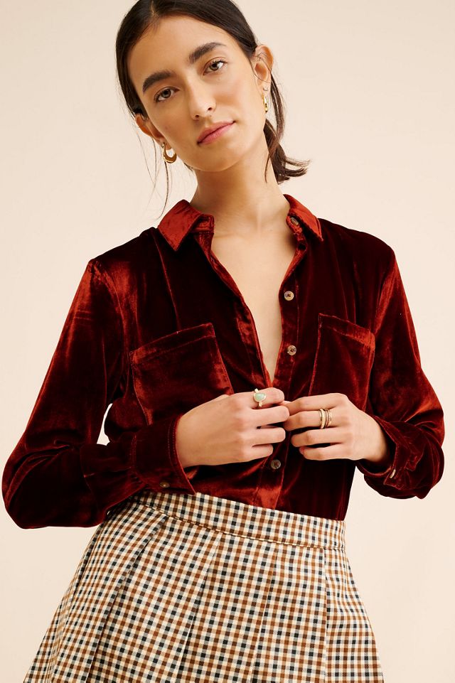 Pilcro Hadley Velvet Shirt #1