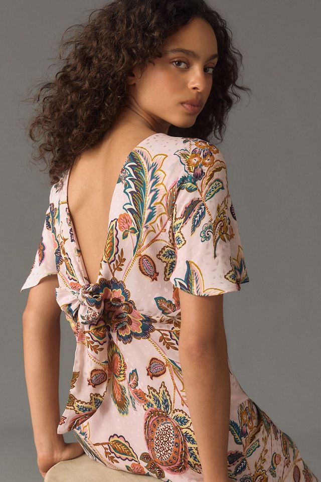 Kachel Flutter-Sleeve Slip Dress #1