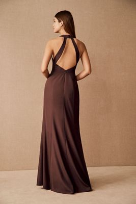 BHLDN Seraphina Cocoa Crepe Maxi Dress