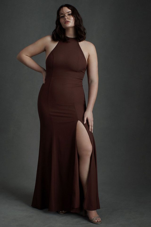 BHLDN Seraphina Cocoa Crepe Maxi Dress #1
