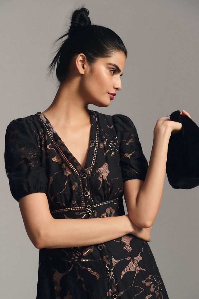 Puff-Sleeve Lace Dress #2