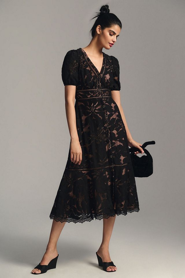 Puff-Sleeve Lace Dress #3
