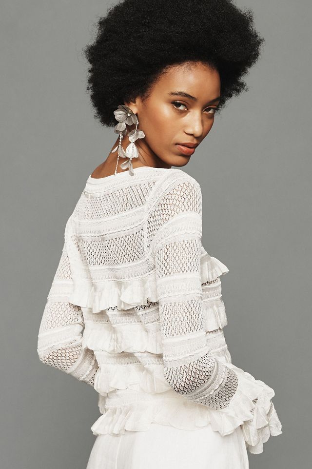 Ruffle Open-Knit Sweater #2